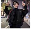 Internet celebridade outono/inverno escuro falso duas peças costura lapela jaqueta masculina marca da moda solto americano vestido bonito casaco