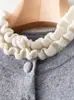 [Reductor de edad estilo Miu] Cardigan de punto 100% lana para mujer, estilo francés con bloques de color, ribete de volantes, manga larga, cierre de botones, colección de otoño