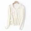 Suéter de Punto para Mujer 2026 Otoño/Invierno Nuevo de Lana Fina con Cuello de Solapa y Mangas Largas, Pulóver de Color Sólido, Corte Holgado, Camiseta Básica