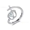 Anillo Cruzado Europeo y Americano para Huella de Pie de Bebé Ángel Joyería Popular Regalo para Mamá Diseño de Moda Anillo de Plata S925