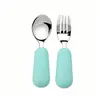 Juego de tenedor y cuchara para niños, tenedor y cuchara para bebé, mango corto, acero inoxidable 316, tenedor y cuchara de silicona, tenedor y cuchara para alimentos complementarios para bebés.
