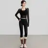 Top de malla de otoño de alta gama de dos piezas falsas para yoga, camiseta atlética de manga larga para correr, fitness y entrenamiento de Pilates, para mujer