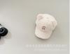 Chic simple sombrero cálido de felpa para niños sombrero de sol de invierno para niños súper lindo oso bordado gorra con visera orejas de bebé
