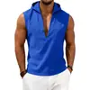 2026 Europeu e Americano Gola V Transfronteiriço Amazon Verão Novo Tamanho Europeu Colete Masculino de Linho Jaqueta Sem Mangas Resistente com Capuz Casual
