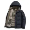 Chaqueta de invierno para hombres de mediana edad y ancianos con capucha desmontable, abrigo de algodón con capucha engrosado y aislamiento de grafeno