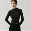 Suéter de punto fino para mujer, otoño/invierno, cuello medio alto, sin costuras, una pieza, cachemira ultrafina, lavable a máquina, prenda interior, ajuste ceñido, ropa interior de punto base