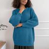 Suéter de Imitación de Visón Transfronterizo Europeo y Americano para Otoño e Invierno para Mujer, Estilo Perezoso, Holgado, Tejido Súper Suave de Manga Larga para Mujer, Versátil
