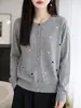 Cárdigan de punto bordado con corazón de estilo dulce para mujer, abrigo fino de manga larga nuevo para otoño, prenda exterior elegante