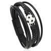 Pulsera de Cuero Multicapa de Nueva Personalidad Europea y Americana para Aficionados de Equipos de Fútbol de Hombres con Hebilla Magnética Pulsera de Joyería de Regalo Conmemorativo