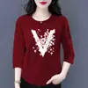 Comércio exterior transfronteiriço, roupas para mães, camiseta de manga três quartos para mulheres de meia-idade e idosas, solta, casual, top básico versátil