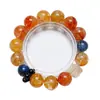 [Fruta de la Selva] Pulsera de Cristal de Granate Natural para Mujer La Más Fácil de Combinar Flor Amarilla Pegamento Rojo Flor Roja Pulsera Venta al por Mayor
