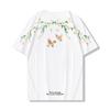 Camiseta de Manga Corta Tendencia Nacional 2026 con Bordado Mariposa que Cambia de Color, Cuello Redondo Estilo Chino, Algodón Puro, Manga Media Holgada, Tendencia Nacional Verano