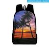2023 Nuevo Producto Mochila Escolar Transfronteriza Mochila para Secundaria Árbol de Coco Estampado Digital Bolsa de Hombro Set de Correa para Lápices
