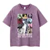 Camiseta de manga corta lavada y desgastada europea y americana transfronteriza para hombre y mujer, estilo americano, ins, callejera, algodón puro, top de manga corta moderno con logo estampado fijo