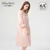 Novo Estilo Camisola de Seda, Vestido Princesa Francês com Decote Quadrado, Roupa de Dormir 100% Seda de Amora, Camisola Solta Plus Size com Mangas Bufantes