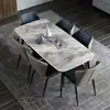 Conjunto de mesa de jantar e cadeiras em ardósia, estilo italiano de luxo leve, design retangular simples e moderno para salas de jantar de casas pequenas