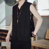 Cardigan Fino de Verão plus size Masculino Estilo Tang Colete Colete Sudadera de Velho Fivela Retro Estilo Chinês Magua Zen