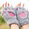 Luvas Quentes de Pelúcia de Coelho Fofo de Inverno para Mulheres, Estilo Coreano com Tampa Dobrável e Bordado de Desenho Animado, Estilo Estudante Espessado à Prova de Frio