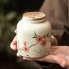 Tarro de Cerámica Flor de Durazno de Fábrica Tarro de Té Accesorios de Té Tarro de Almacenamiento de Té Sellado a Prueba de Humedad Caja de Almacenamiento de Té