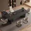 Mesa de Centro de Pizarra de Piedra de Lujo, Juego Moderno de Mesa y Sillas para el Té, Sencillo y Elegante con un Toque de Alta Gama, Mesa para Ceremonia del Té de Oficina, Mesa para Preparar Té