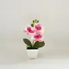 Planta de Orquídea Phalaenopsis Artificial de 3 Flores en Maceta con Acabado de Alta Gama, Bonsái de Planta Verde Realista para Arreglo de Espacios de Fotografía en Casa