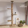 Estrutura de Escalada para Gatos Cama para Gatos Árvore para Gatos Tudo-em-Um do Chão ao Teto Madeira Maciça Suporte para Gatos Não Ocupa Espaço Brinquedo para Gatos