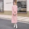 Conjunto de Falda de Dos Piezas Moda Estilo Tweed Nuevo Invierno 2025 Tweed Francés Top y Falda de Plumón Blanco