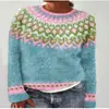 2025 Tejido de Aguja Gruesa Impresión Digital 3D Sudaderas Redondas para Hombre y Mujer Empalme de Rayas Prendas de Exportación Sudaderas para Mujer