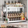 Nuevo Estante de Almacenamiento de Cocina de Acero Inoxidable para Encimera, Organizador Multifuncional para Aceite, Sal, Salsa, Vinagre, Frascos de Condimentos y Portacuchillos