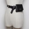 Cinturón negro de moda, pequeño bolso de cintura para mujer, sencillo, combinable, estilo casual, retro, pequeño, para colgar en la cintura.
