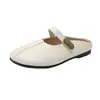 Mules Femininas Fechadas 2026 Primavera/Verão Novo Estilo Francês Sandálias Elegantes de Encaixe Sapatos Planos para Uso Externo