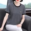 Camiseta de Moda de Manga Corta para Mujer 2025 Verano Nueva Camiseta de Rayas para Mamá Talla Grande Chica Gordita Top Holgado