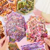 Pegatinas de paisaje estéreo 3D para niños, casa visual de apilamiento de escenas en miniatura, libro silencioso, pegatinas para diario hechas a mano DIY