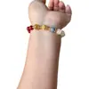 Pulseira de cristal de jade amarelo, pedra olho de tigre dourado, pulseira de luxo leve, pulseira vintage de ágata vermelha em formato de lótus, um presente popular para namoradas, atacado