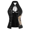 Top de tirantes de verano con estampado, sin espalda, adelgazante, hueco, de atar para mujer, estilo chino nuevo INS transfronterizo europeo y americano