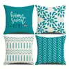 Funda de Almohada Geométrica Minimalista Moderna Transfronteriza Más Vendida Funda de Cojín Decorativa Estampada en Lino para Dormitorio y Sala de Estar
