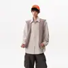 Chal Desmontable Camisa de Manga Larga a Rayas Azules para Hombre y Mujer, Camisa Holgada de Moda Otoñal, Chaqueta Cardigan, Chaqueta Camisa