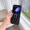 Funda para teléfono móvil Samsung ZFlip6 con anillo con patrón de diamantes y soporte plegable para ZFlip5/4/3, funda protectora anticaídas