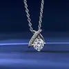 Collar colgante de plata de ley s925 con moissanita de 1 quilate color D para mujer, colgante de collar de moissanita en forma de corazón chapado en platino, amor