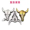 Artículos de Cuero Incrustados Estilo Antiguo, Cinturones, Ropa, Juegos de Cerraduras, Accesorios, Hebilla de Billetera con Cabeza de Toro de Tornillo