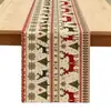 Suministros del Fabricante Atmósfera Festiva Navideña Bandera de Mesa Tela Elemento de Reno Papá Noel Material de Lino Ajedrez de Mesa