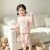 Comércio Exterior Conjunto de Pijama Infantil Primavera e Outono Fofo Manga Longa Calça com Punho para Bebês e Crianças Pequenas Roupa de Casa e para Sair Conjunto Doce de Duas Peças