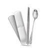 Palillos de Acero Inoxidable Cuchara Vajilla Traje Porcelana Blanca Portátil Caja de Almacenamiento de Vajilla Tenedor Cuchara Estudiante Una Persona Comida
