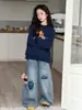 Conjunto de Sudadera de Dibujos Animados Súper Lindo para Niña Ropa de Primavera 2026 Nuevo Estilo Jeans de Oso para Niña Grande Pantalones Anchos para Niños
