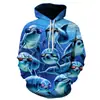 Pescado Teum impresión digital 3D 2024 suministro transfronterizo casual con capucha talla grande suéter casual para pareja