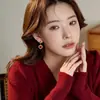Pendientes de Corazón con Esmalte Rojo Goteante para Otoño e Invierno para Mujer, Lujo Accesible Diseño de Nicho, Moda de Gama Alta Elegantes, Pendientes Festivos Versátiles