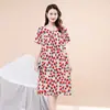 Camisola de Seda de Algodão para Mulheres Primavera, Outono e Verão Pijama Fino Saia de Casa Nova Manga Curta Algodão Seda Menina Roupa de Mãe Tamanho Grande