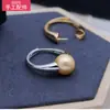 Contas com furo para artesanato S925 prata de lei anel simples de pérola anel ornamentos de prata vazados anel feito à mão material de suporte para anel