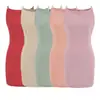 2632-26 Verão Francês Slim Gola Redonda Liso Cor Macaron Cintura Marcada Sem Mangas Mini Vestido