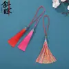 Colgante con borla de flecos de seda helada y corona de cloisonné de estilo antiguo para decoración de abanico Hanfu, marcapáginas, peine, adorno colgante